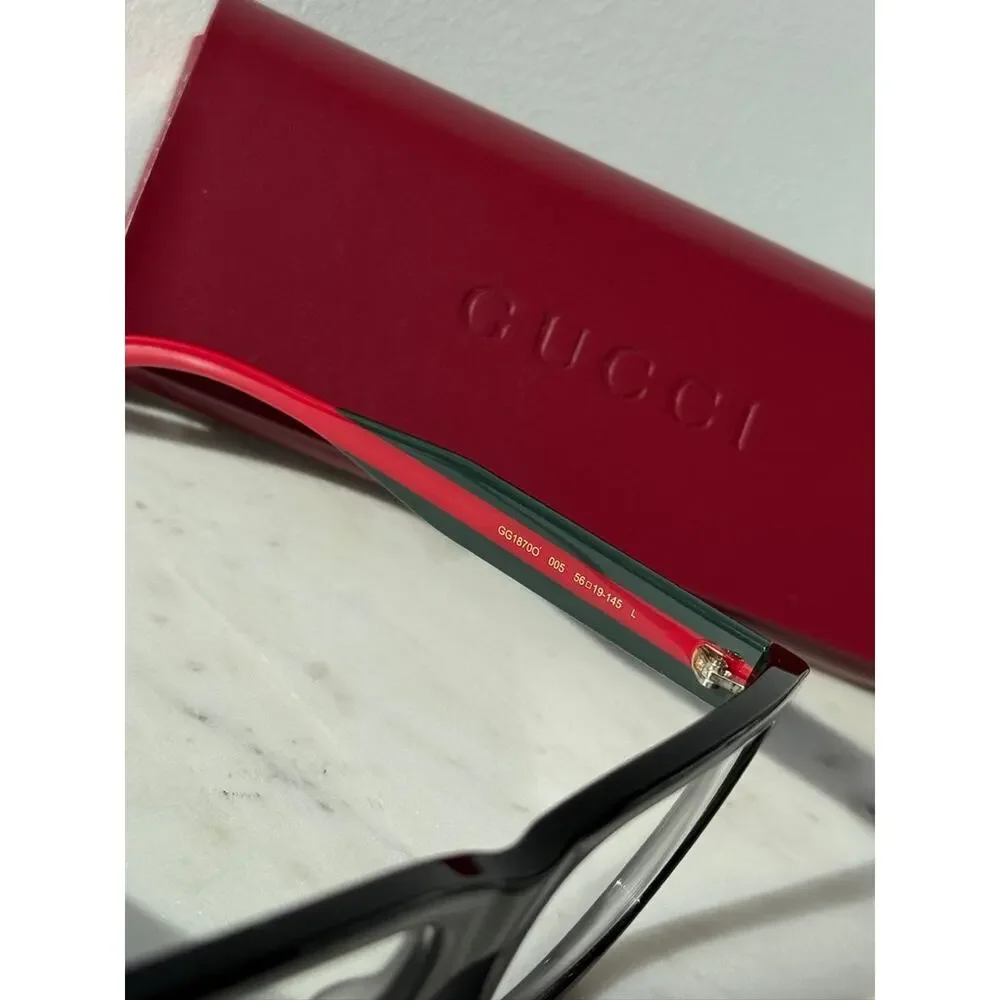NEW Gucci GG1870O Black Striped Temple Eyeglasses Frames